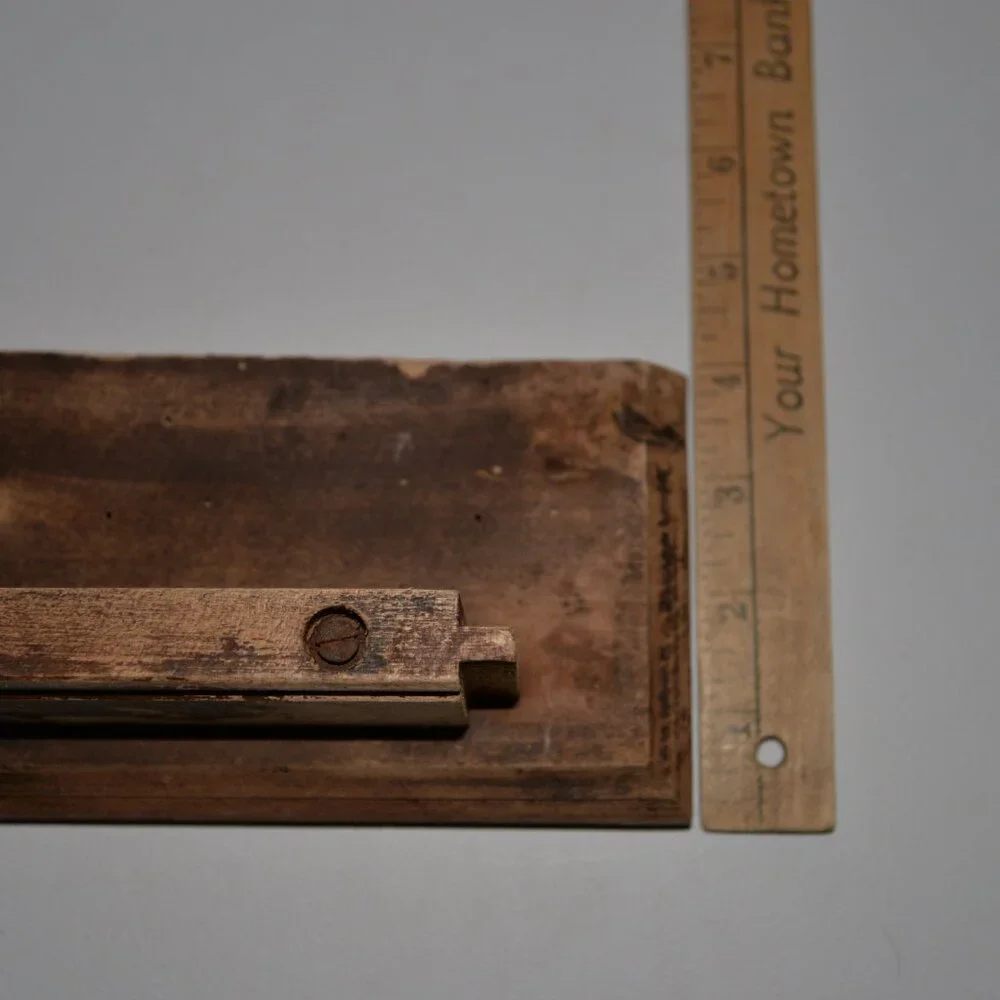 antique old primitive wall shelf solid wood ledge spice rack tigerwood ?